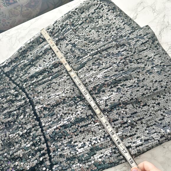 Elie Tahari Silver Sequin Black Mesh Mini Blouson Dress women's size small - Picture 9 of 14